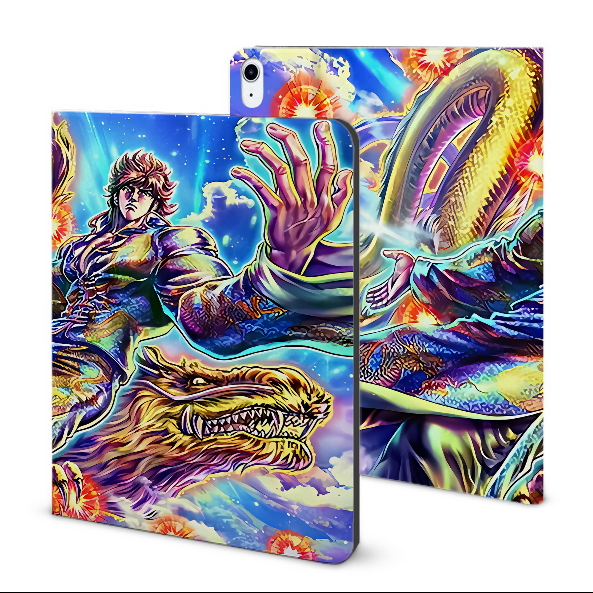 （画像用） 北斗の拳 Fist of the North Star IPad ケース ブック型 PUレザー TPU 耐衝撃 軽量 薄型 ペン収納なし 全面保護 IPad 各モデル対応